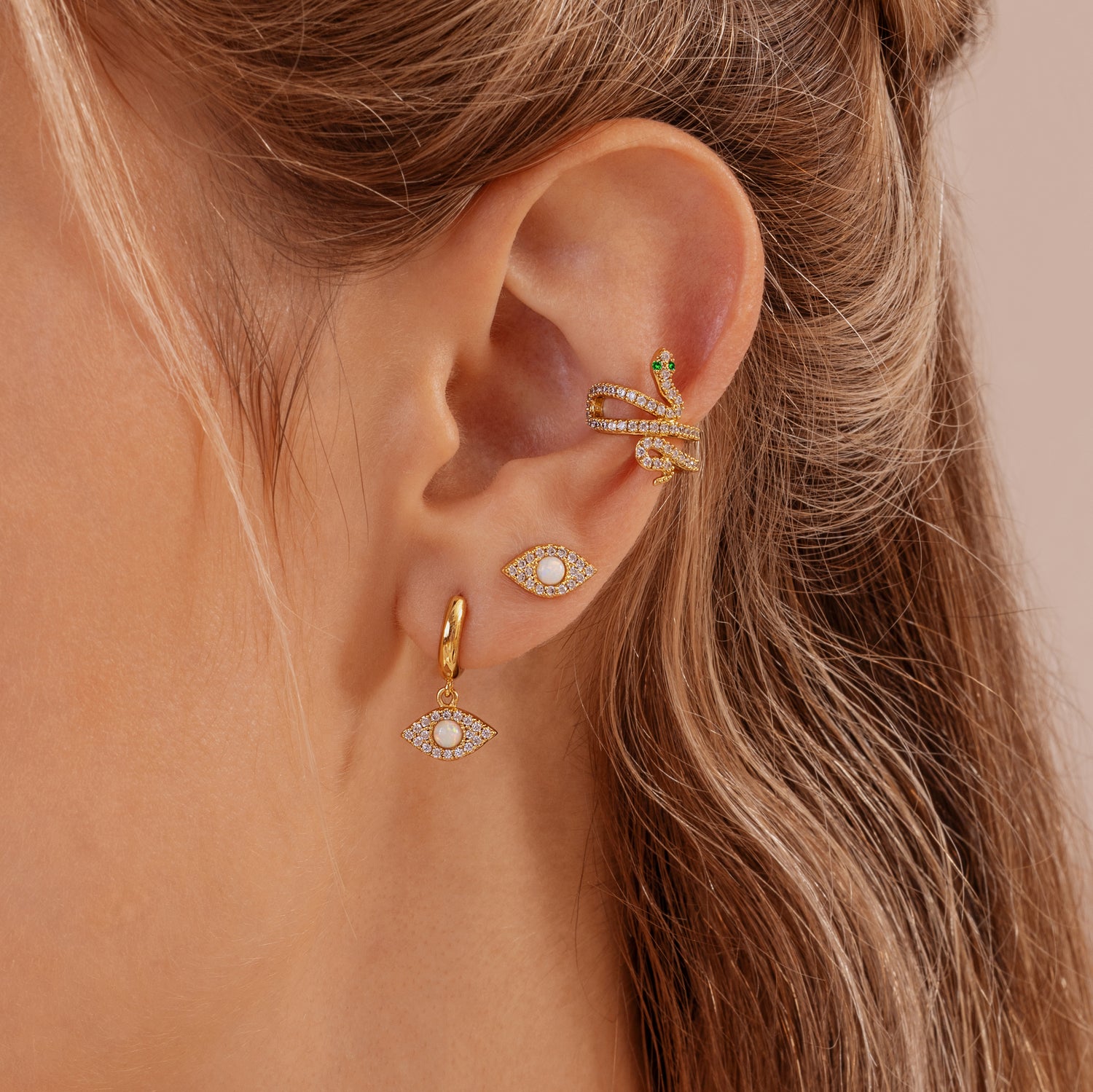 Opal Evil Eye Stud Earrings