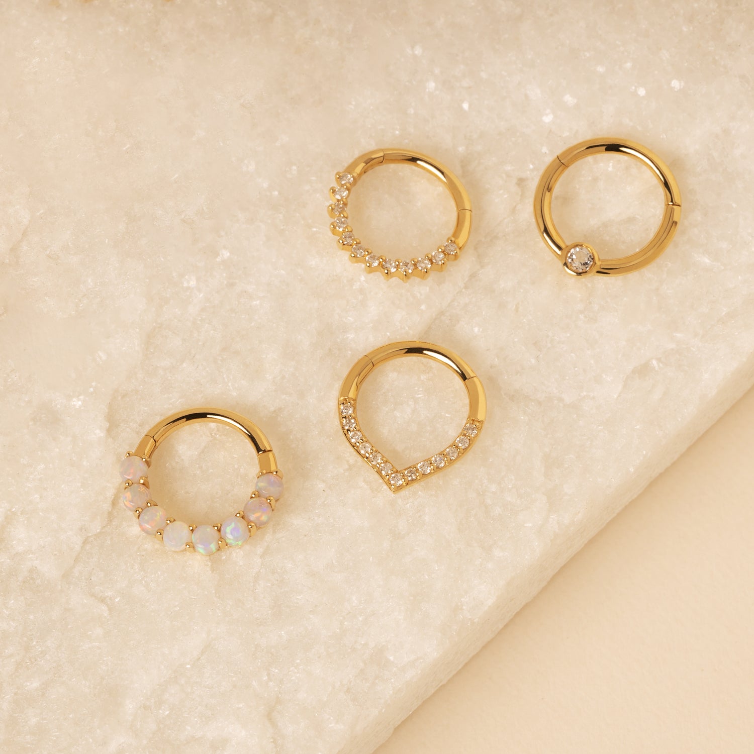 14K Solid Gold Topaz Hoop Clicker