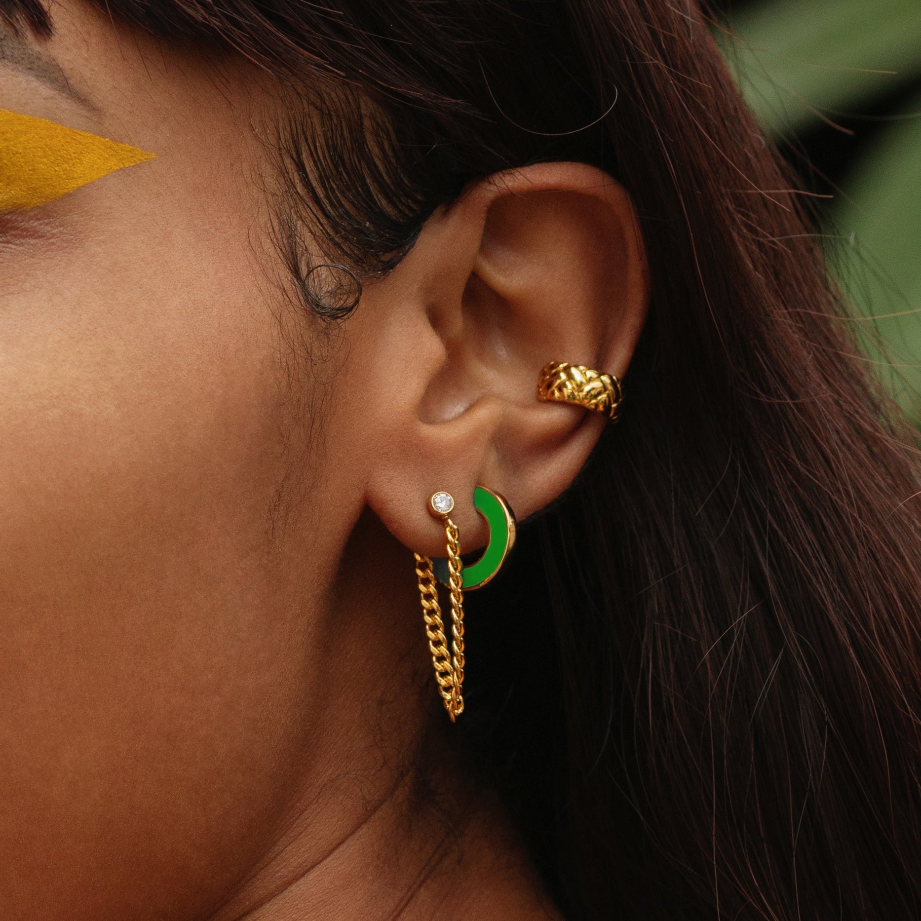 Vita Gröna Future Vändbara Emaljörhängen