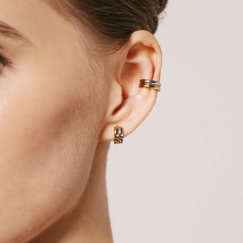 Mixed Metal Bold Hoop Earrings
