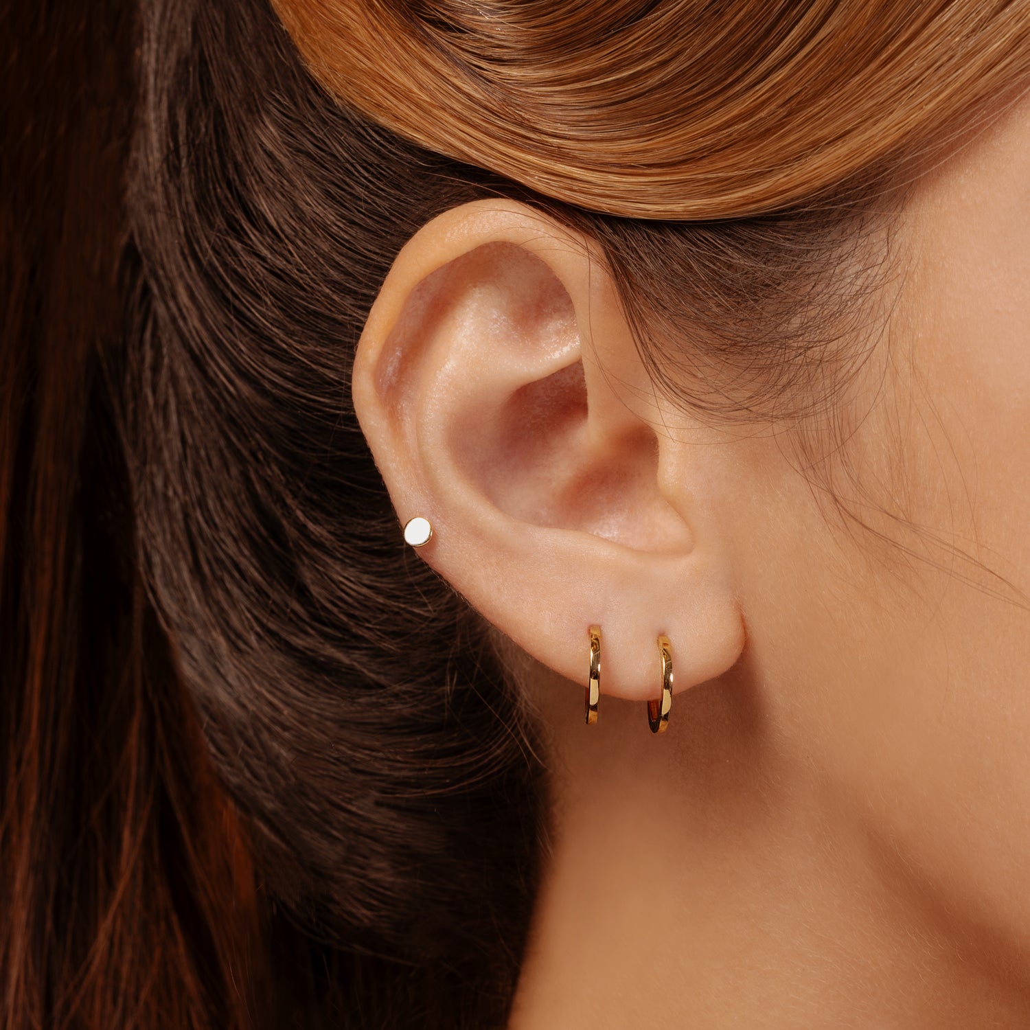 14K Solid Gold Flat Tiny Hoop Earring 8mm – J&CO Jewellery