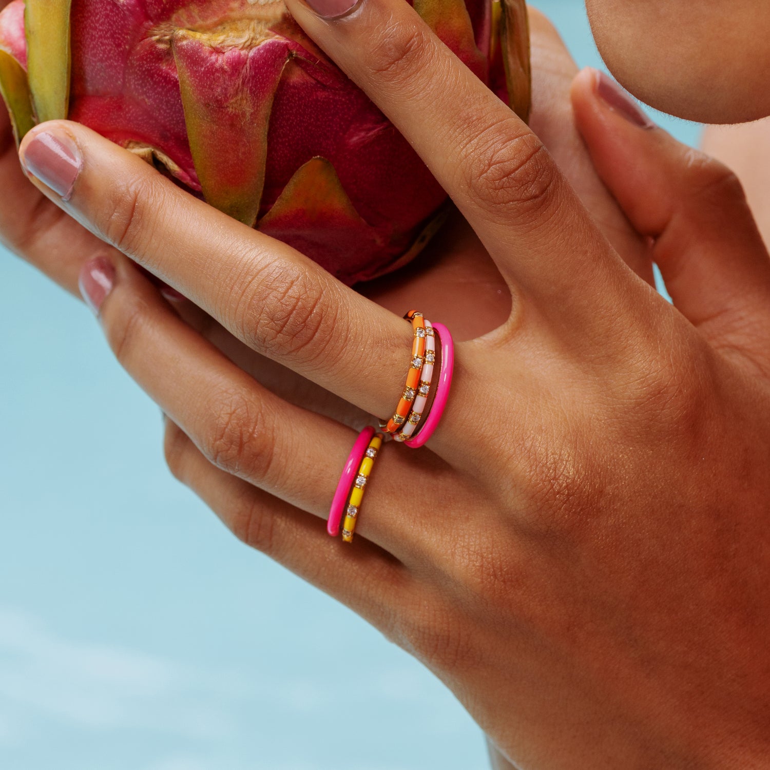 Anello impilabile Coral Orange CZ