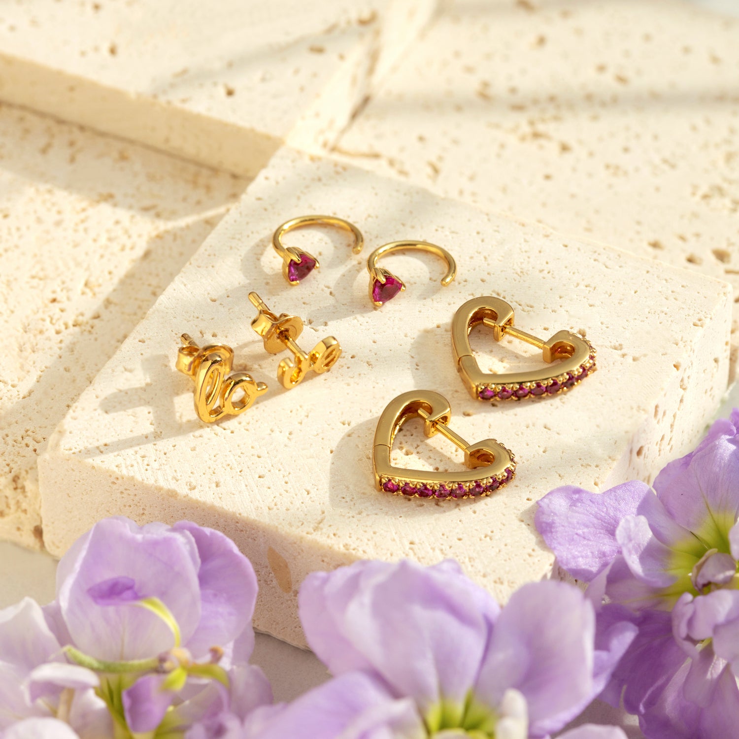 Ruby Heart Hoop Earrings J CO Jewellery