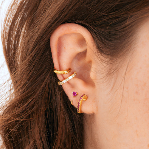 Ruby Heart Hoop Earrings
