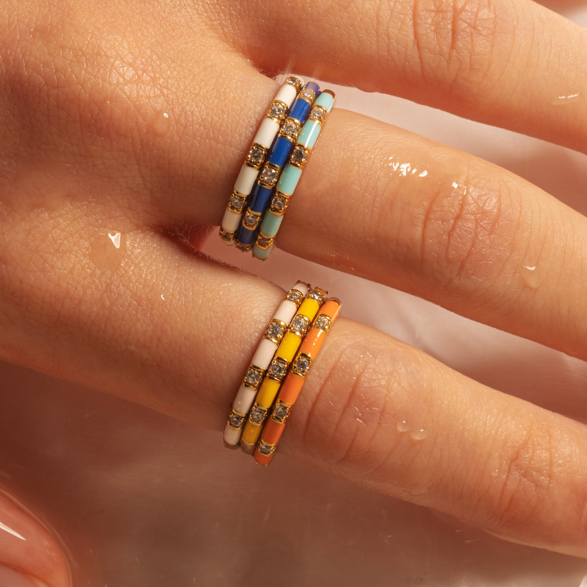 Anello impilabile Coral Orange CZ