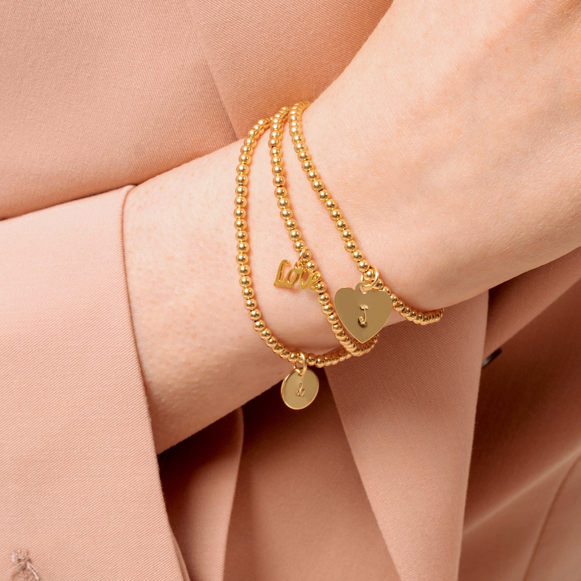 Personlig diskperlearmbånd i sølv