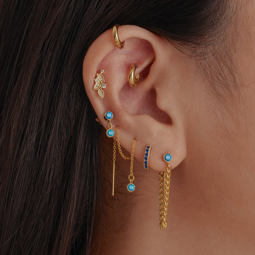 Sapphire Pave Huggie Hoop Earrings