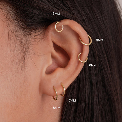 Gold Plated 8mm Hoop Sleeper Earrings | Jewellerybox.co.uk