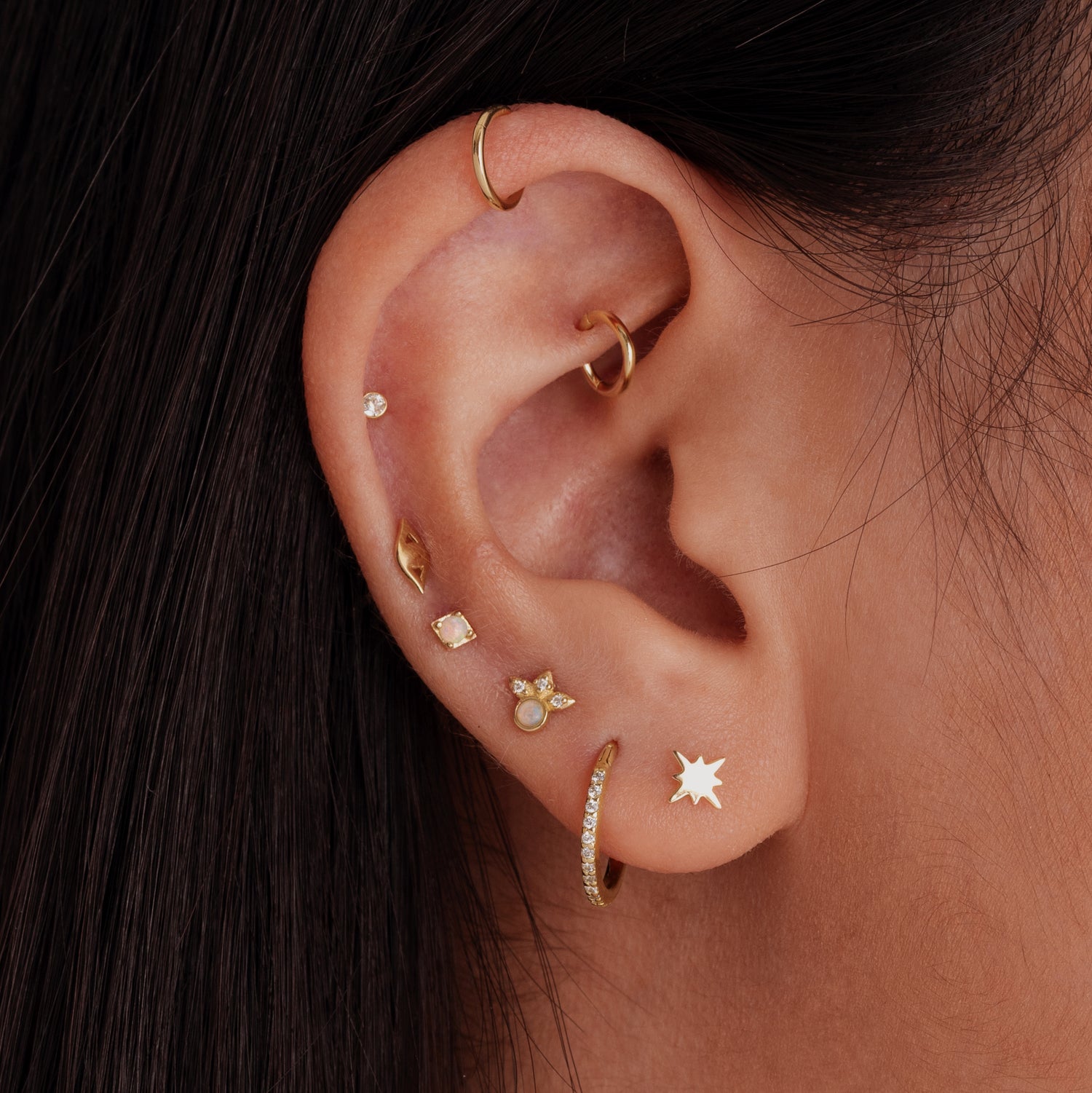 14k Gold Pave Solid Pave sin problemas