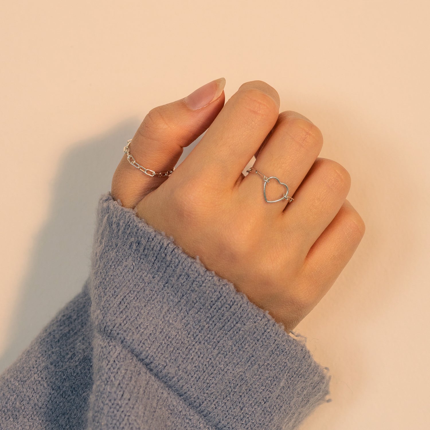 Fall In Love Chain Silver Ring – J&CO Jewellery