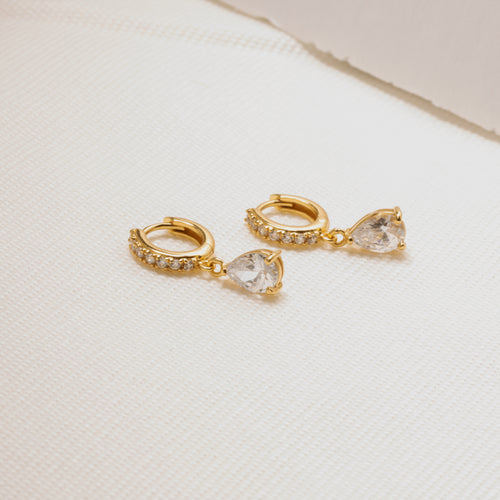 Teardrop Pave Hoop Earrings