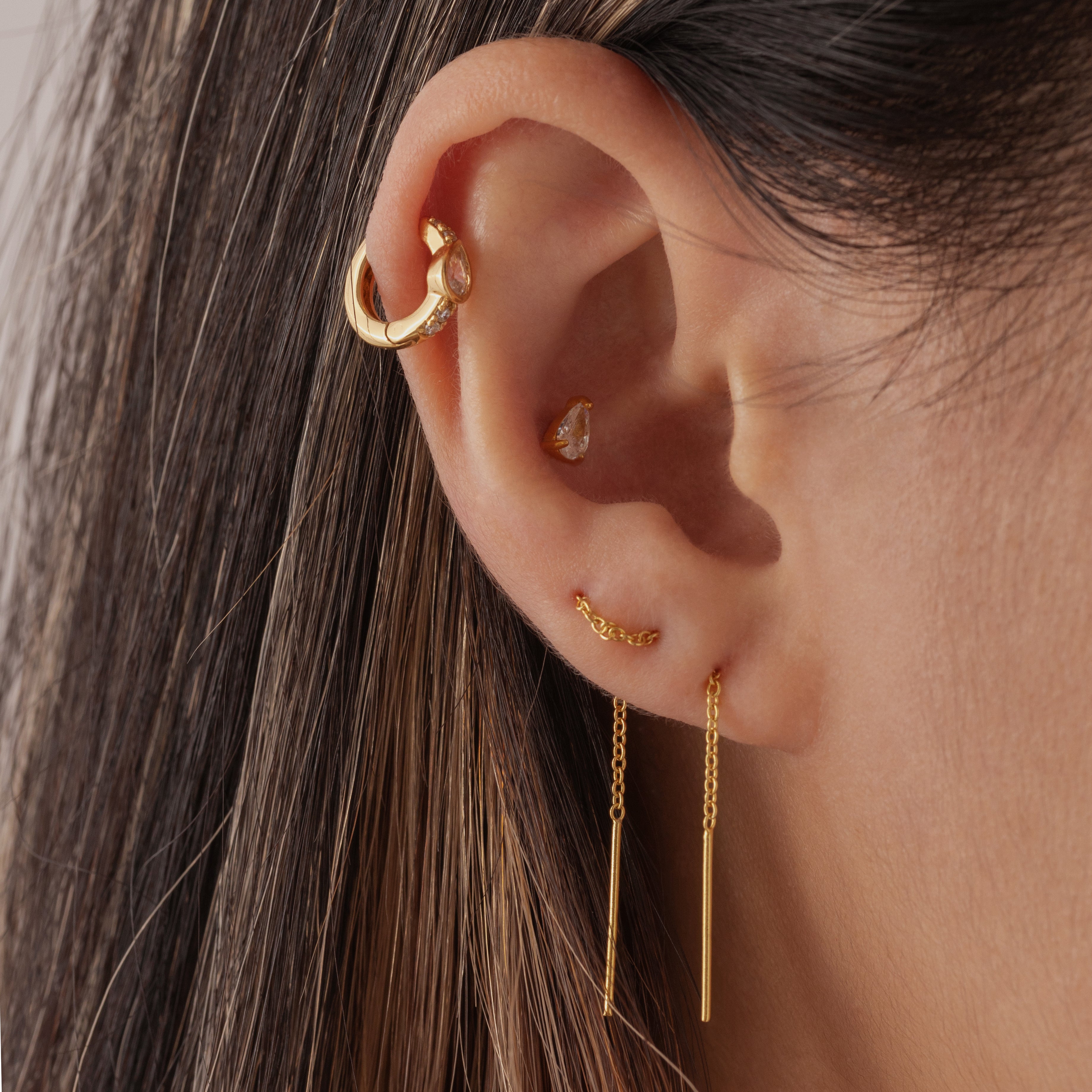 アクセサリー Born from Rock / Double Hoop Earring Double Hoop Sparkle Chain Earring – J&CO Jewellery