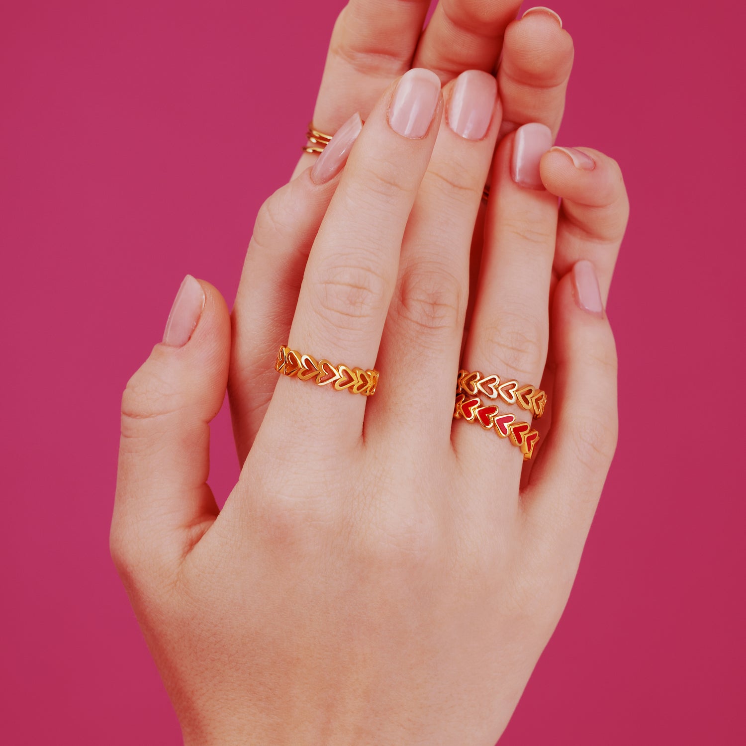 Ruby Heart Band Gold Ring