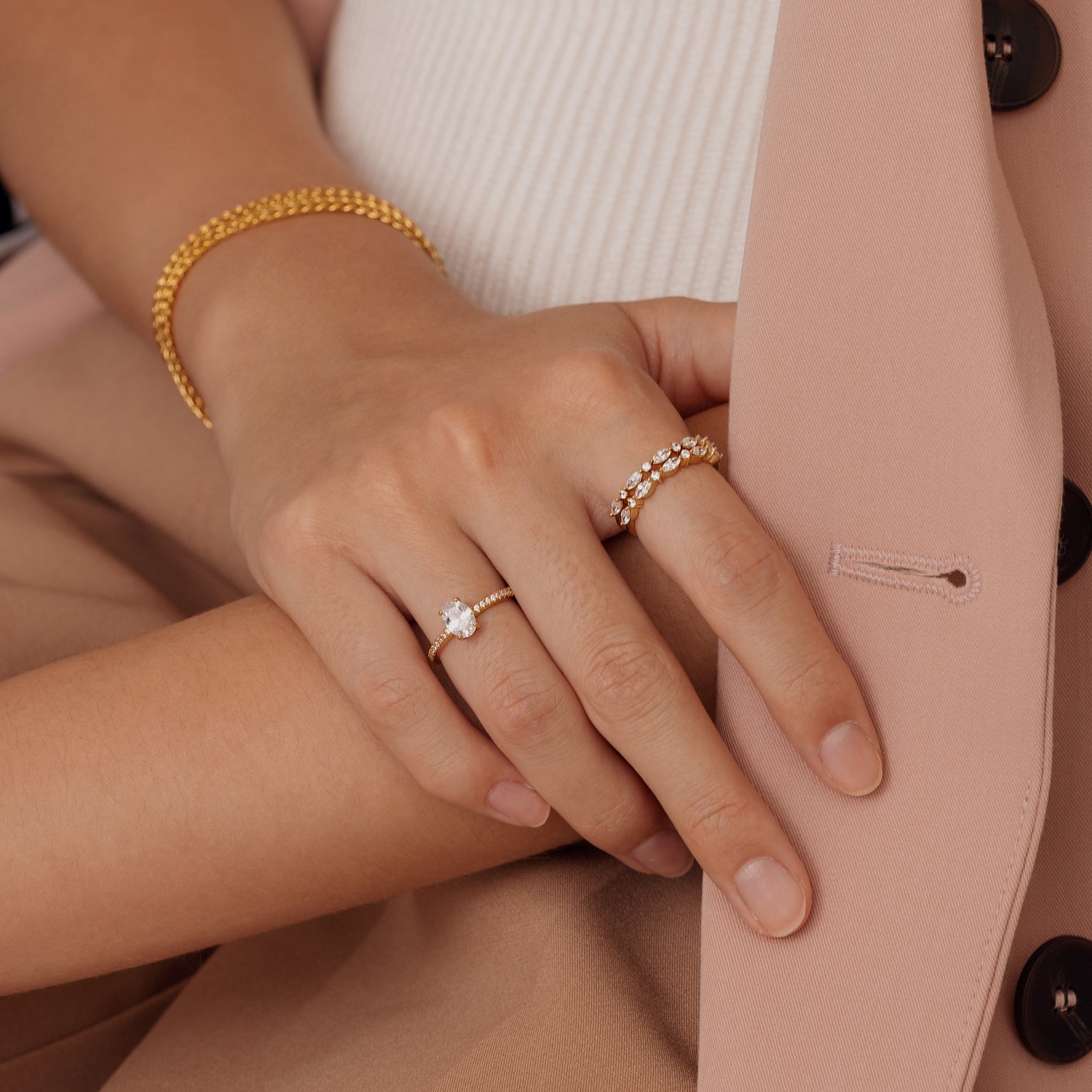 Anello d'Oro Solitario Ovale