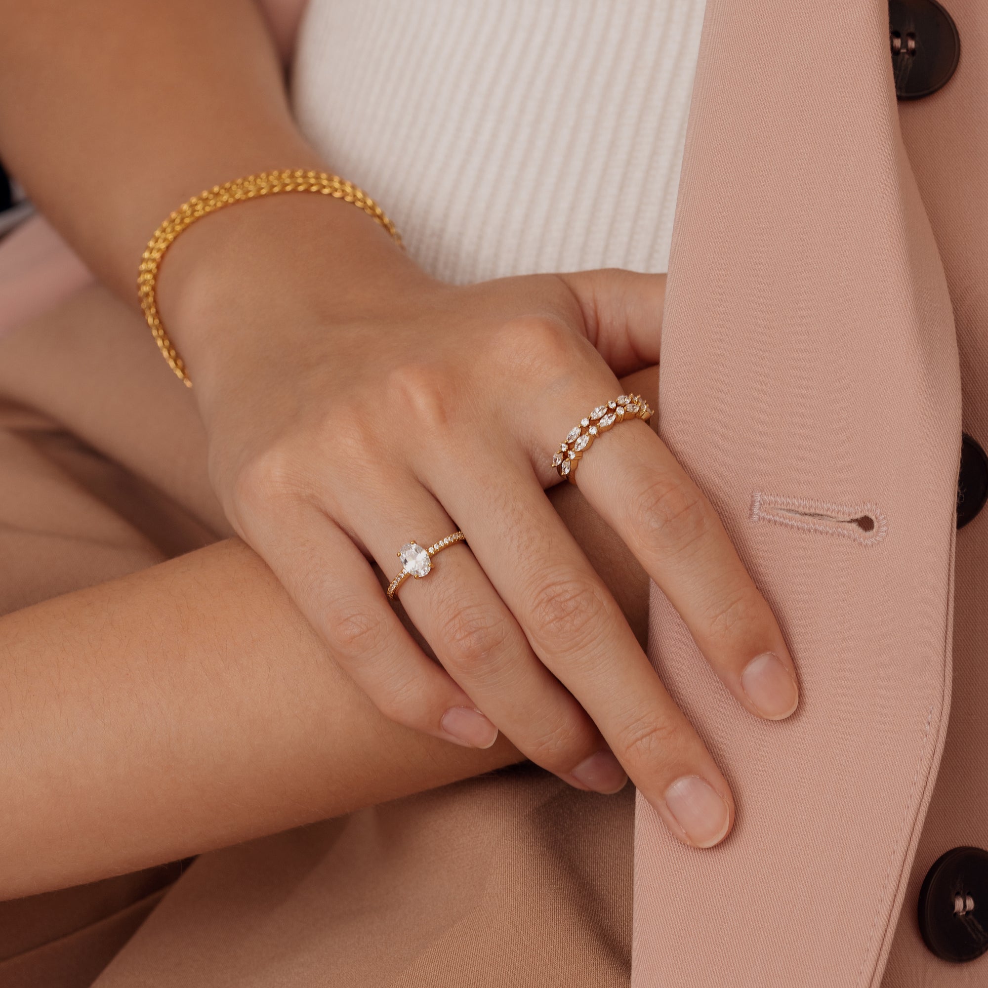 Cluster Marquise Gouden Ring