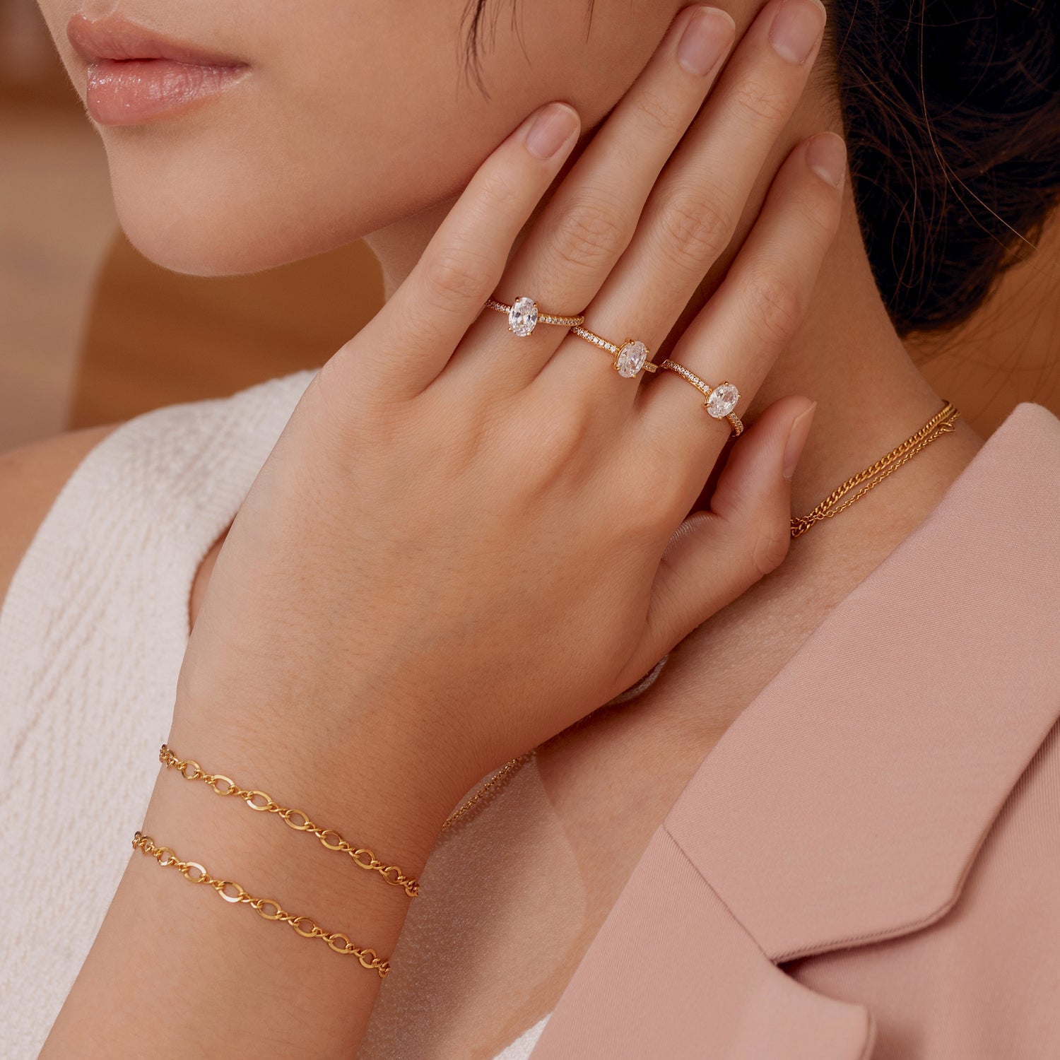 Anello d'Oro Solitario Ovale