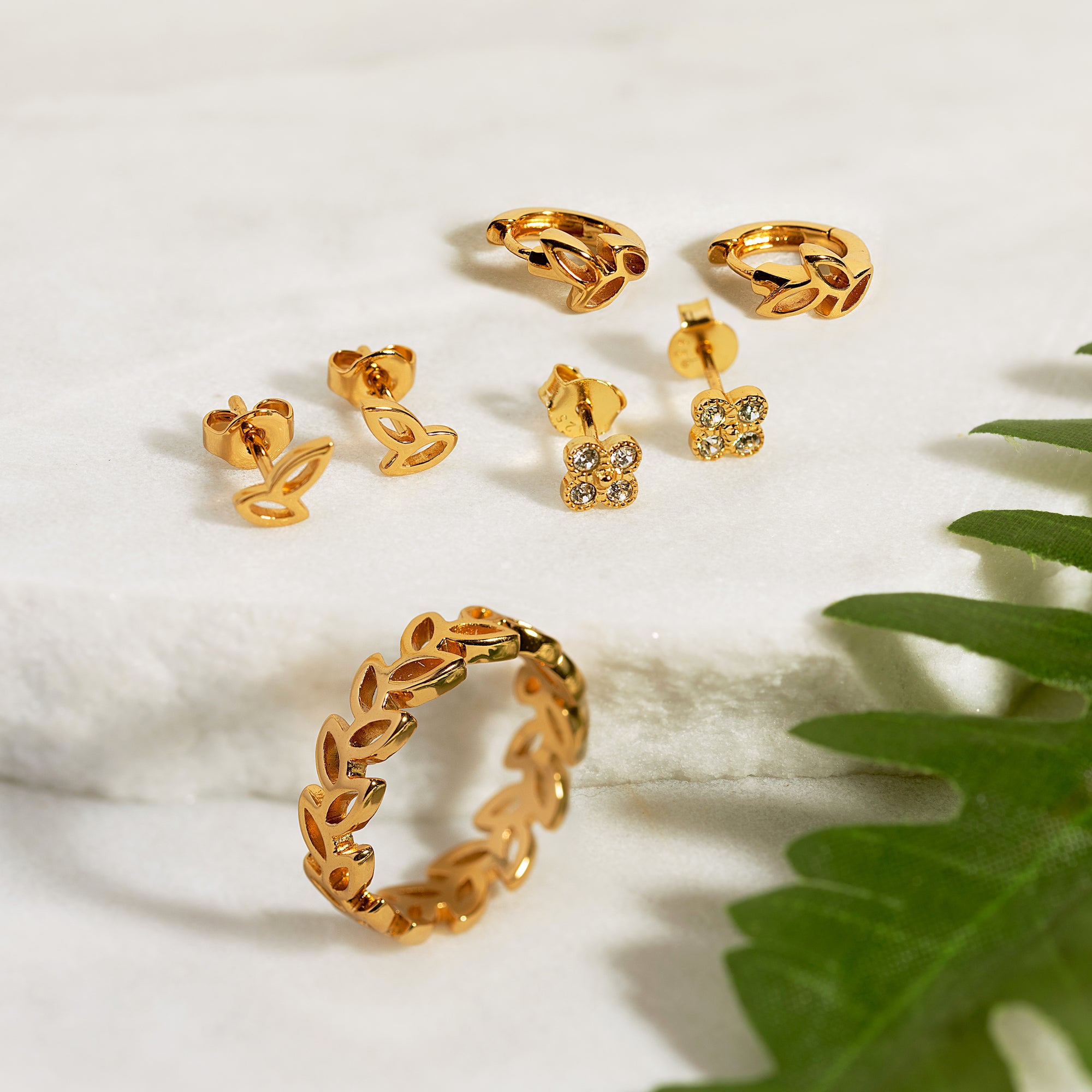 Cut-Out Leaf Hoop Earrings