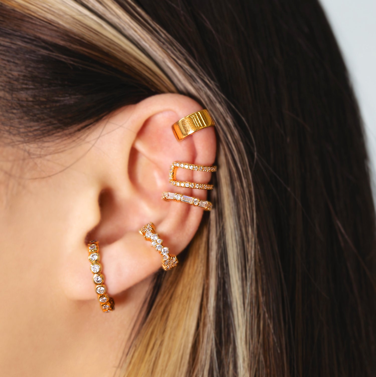 Zeneme Gold Plated American Diamond Leaf Shape Ear Cuff Earring Jewellery  For Women/Girls : Amazon.in: Jewellery