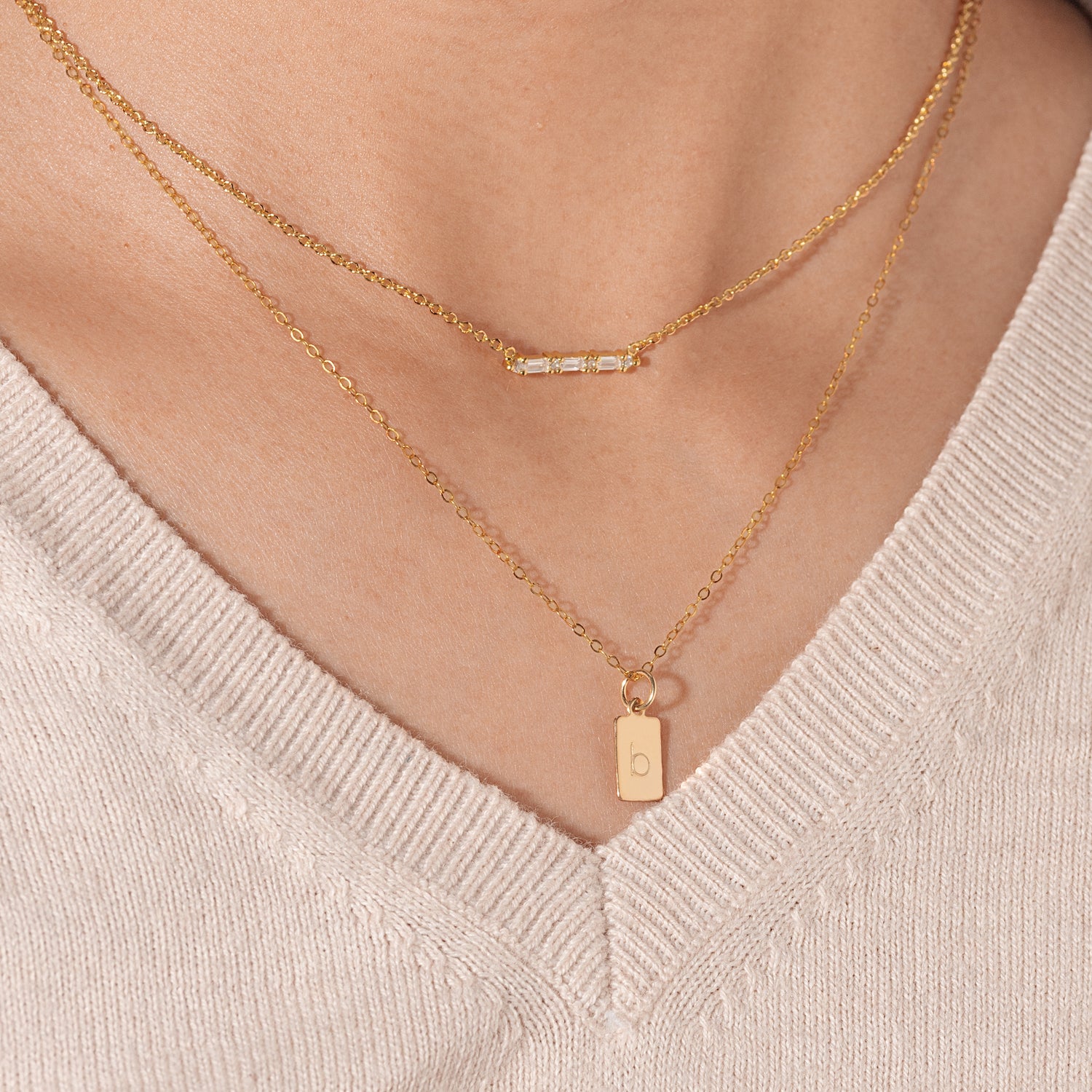 Personalized Tag Initial Necklace