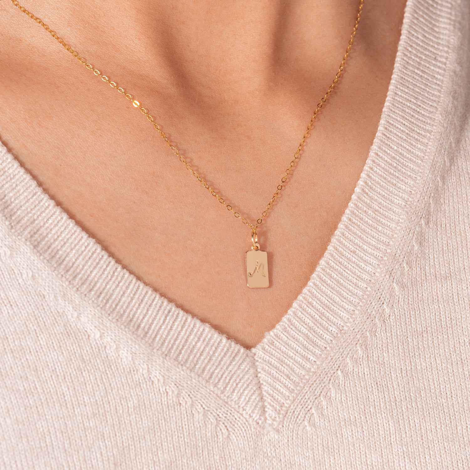 Personalized Tag Initial Necklace