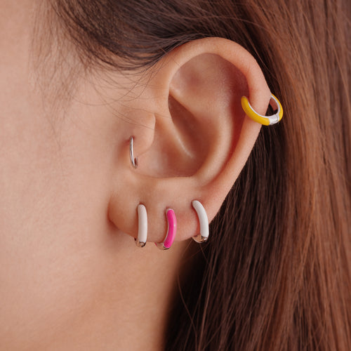 Pearl White Huggie Hoop