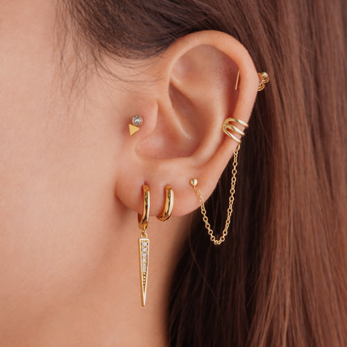 Pave Dagger Huggies Earrings