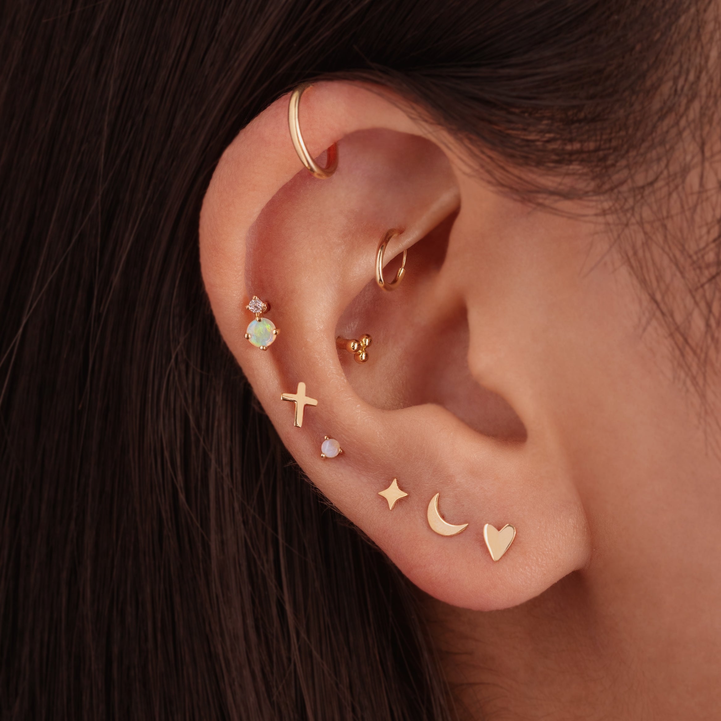 14K Solid Gold Mini Trinity Ball Labret Earring – J&CO Jewellery