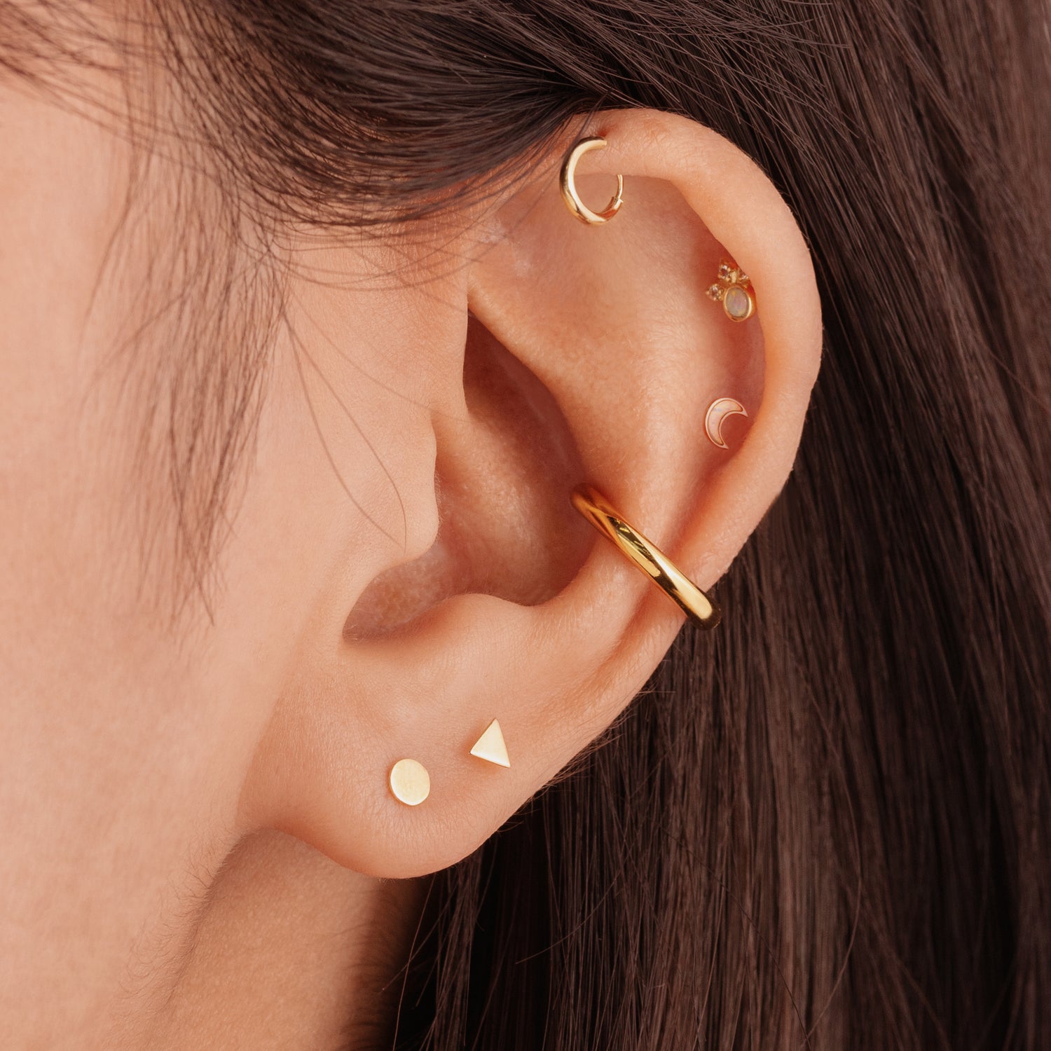 14K Solid Gold Mini Triangle Stud Earrings J CO Jewellery