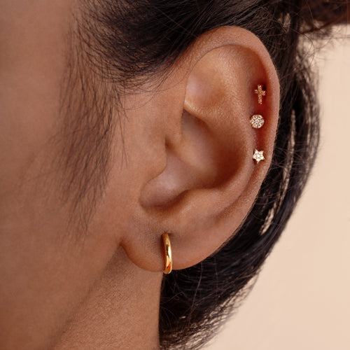 14K Solid Mini Classic Gold Hoop Earring