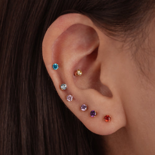 Sparkly Small Birthstones Stud Earrings