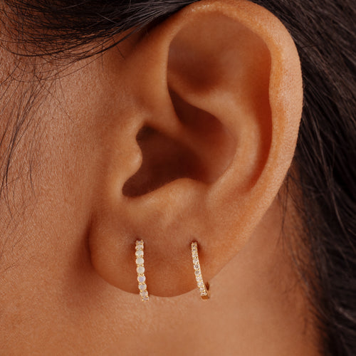 J&CO Jewellery 14K Solid Gold Diamond Tiny Hoop Earring 8mm
