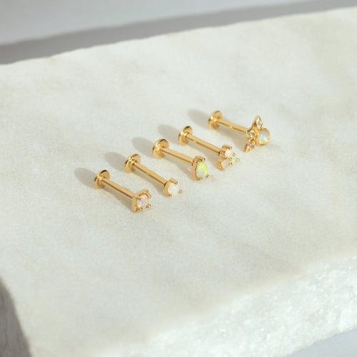 14k Massive Gold Mini Opal Gewinde Labret