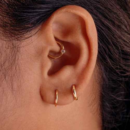 14K Solid Mini Classic Gold Hoop Earring
