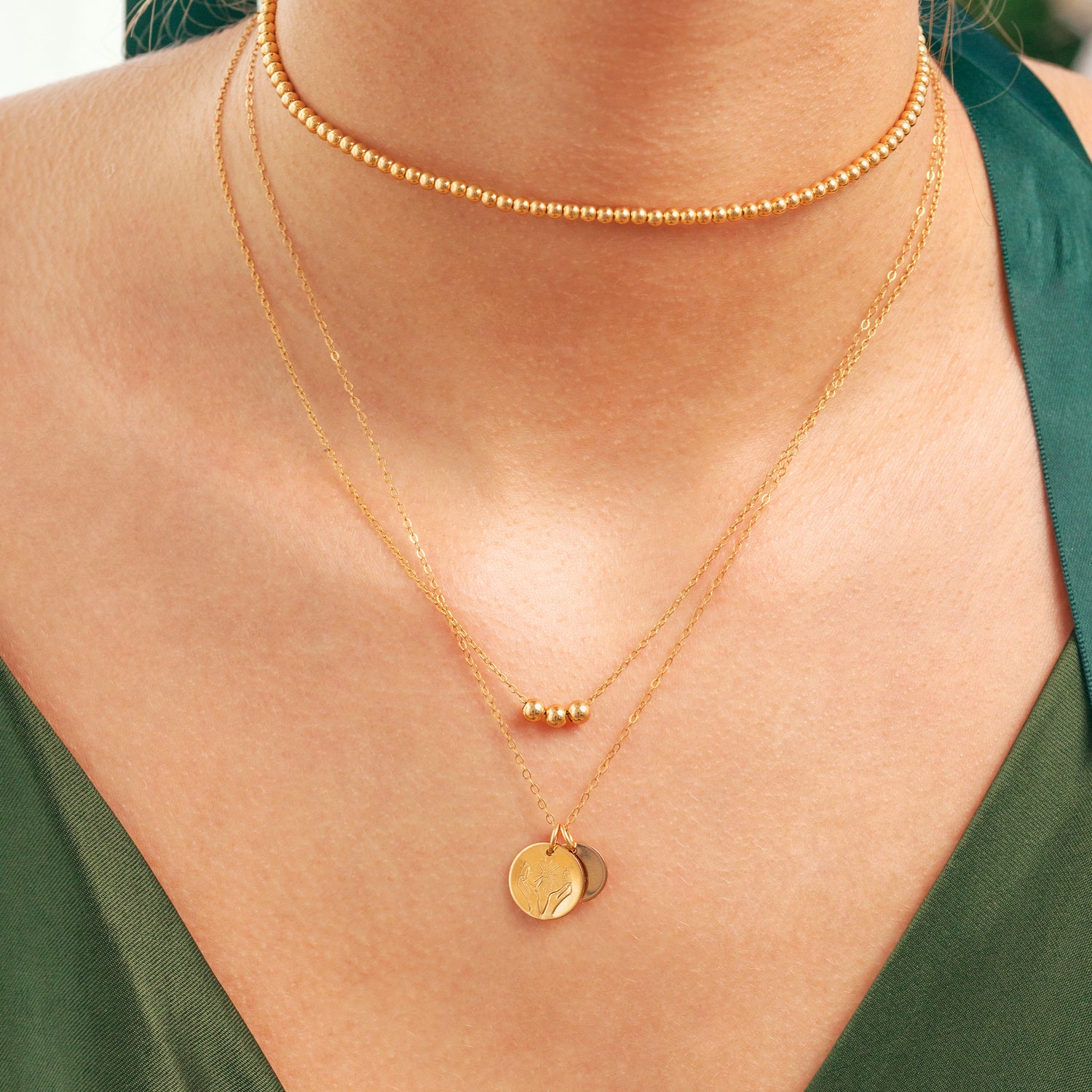 Personalised Bead Chain Necklace Gold J CO Jewellery