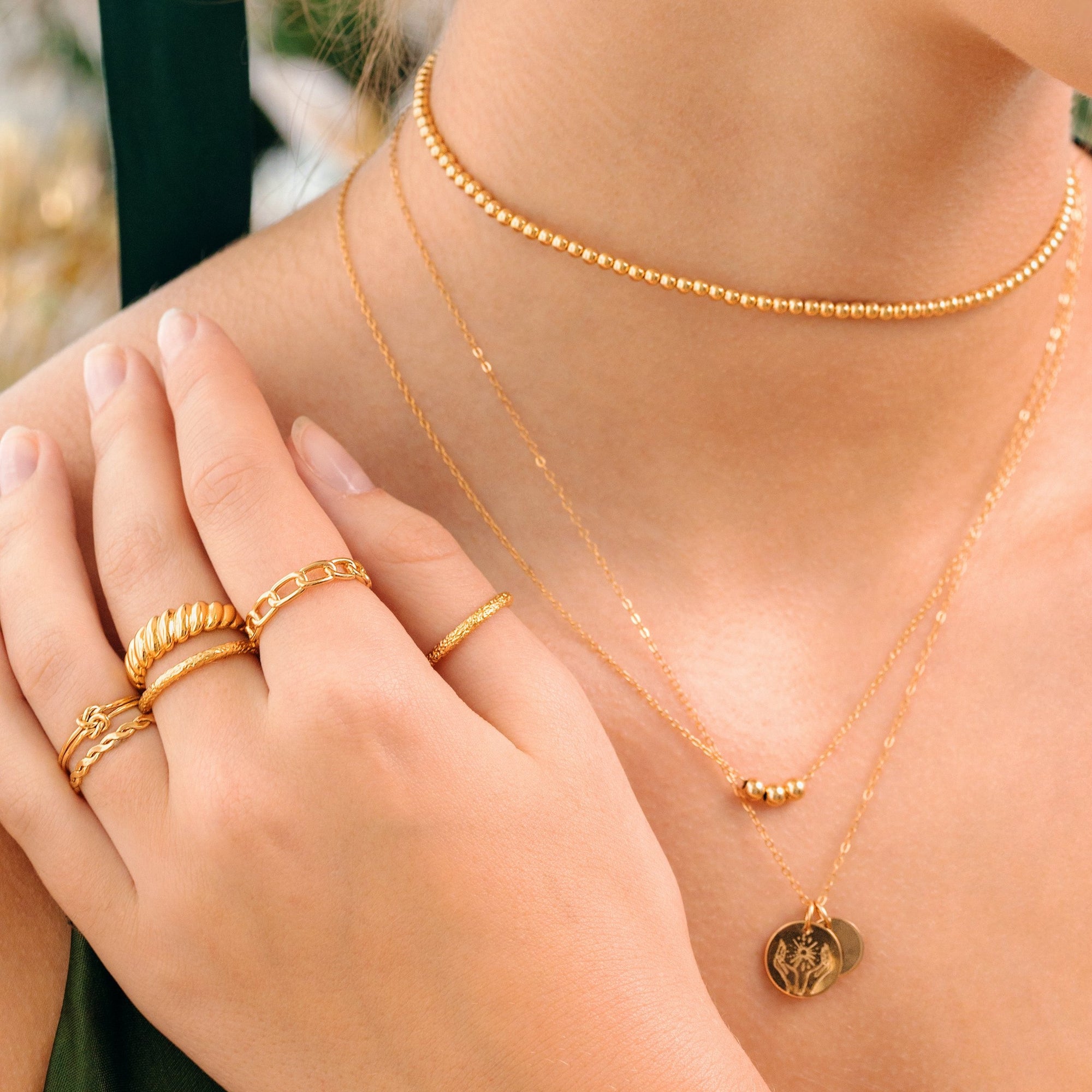 牛角包圓頂戒指 金色