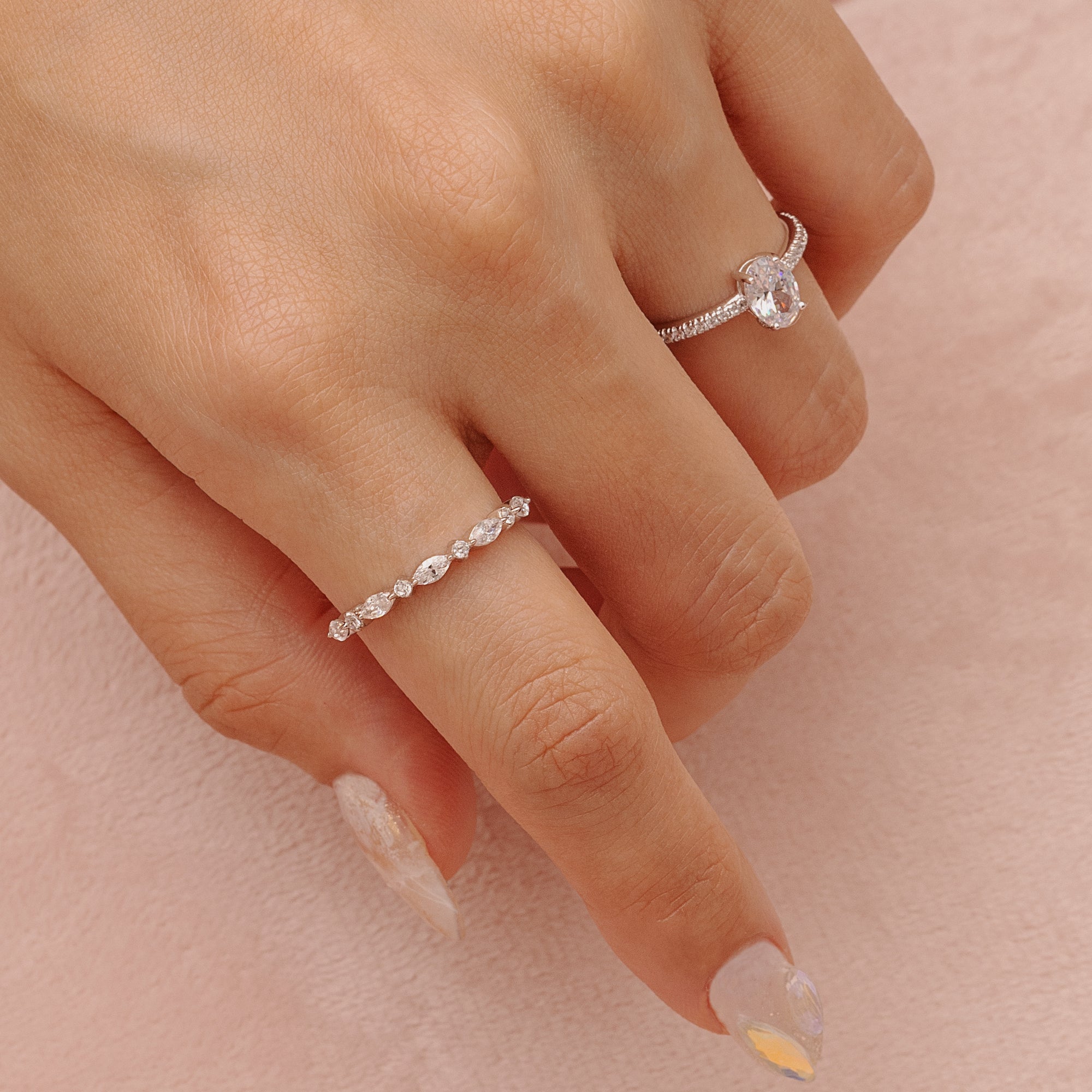 Cluster Marquise Zilveren Ring