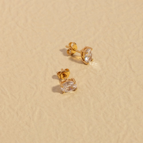 Oval Solitaire Stud Earrings