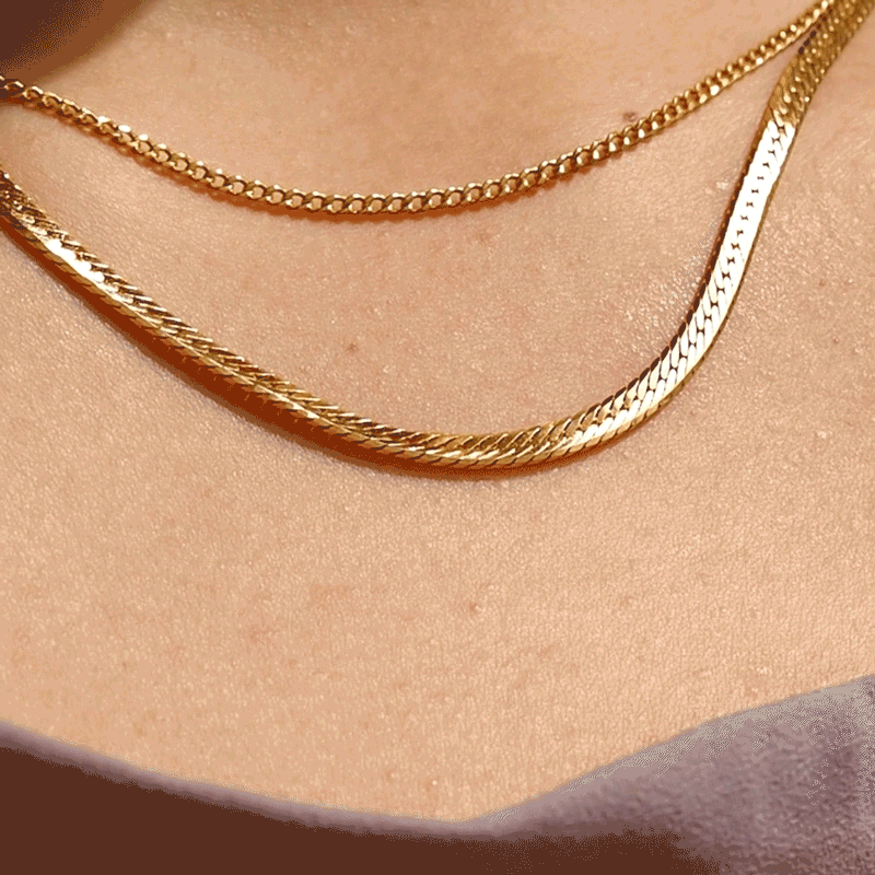 SJX K18 750 HERRINGBONE NECKLACE 50cm