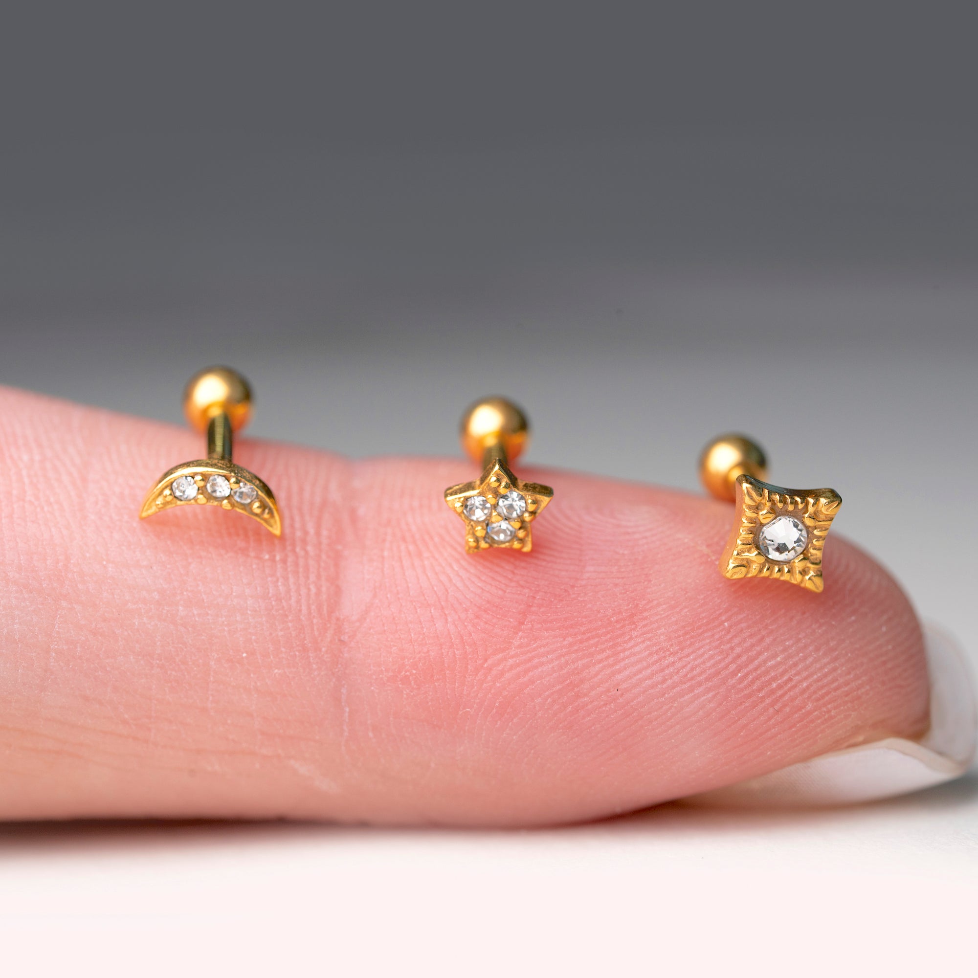 Vintage CZ Rhombus Juvelbesat Mikro Barbell