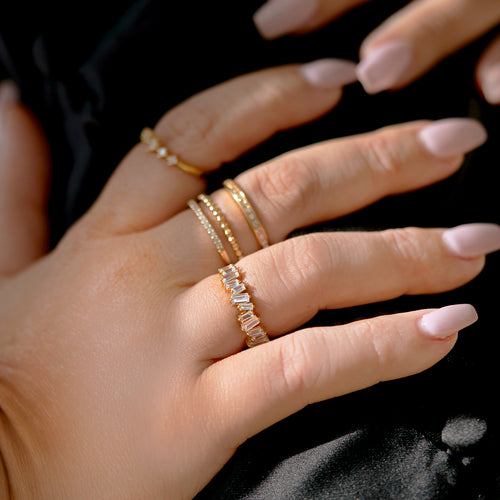 Verziertes Baguette Ring Gold