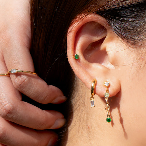 Sparkly Small Birthstones Stud Earrings