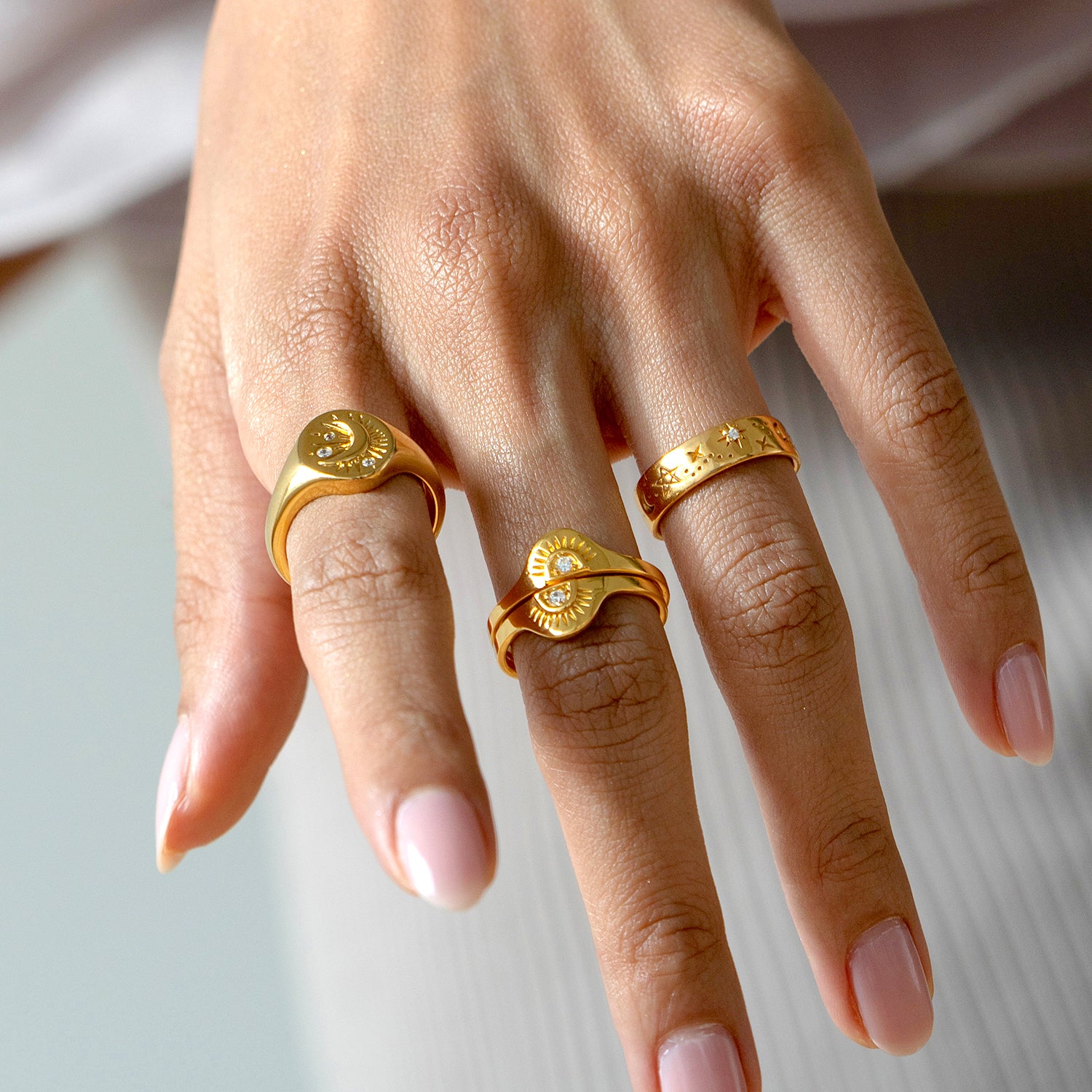 Tarot Maan Zegelring Goud