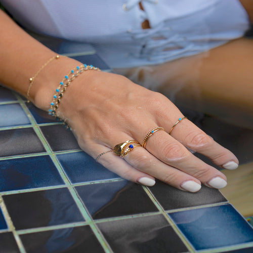Mini Blue Aqua Bezel Ring