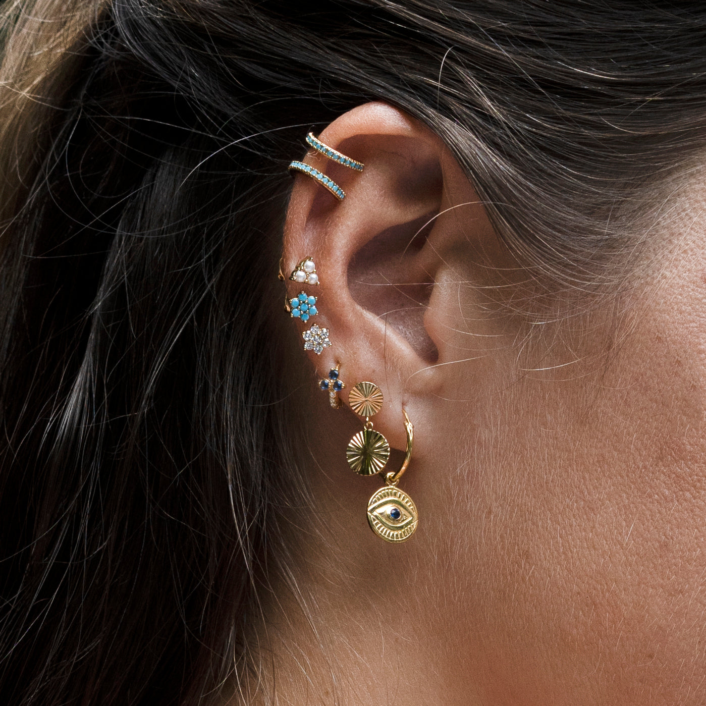 Turquoise Flower Stud Earrings