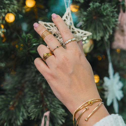 Verziertes Baguette Ring Gold
