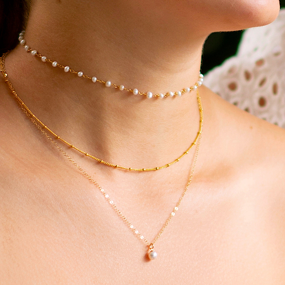 Buy Dainty Gold Pearl Necklace Small Pearl Pendant Pearl Gift Online in  India 