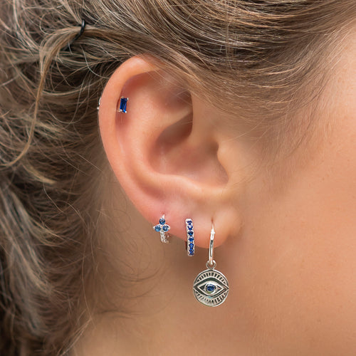 Sapphire Pave Huggie Hoop Earrings