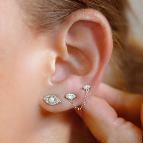 Opal Evil Eye Stud Earrings