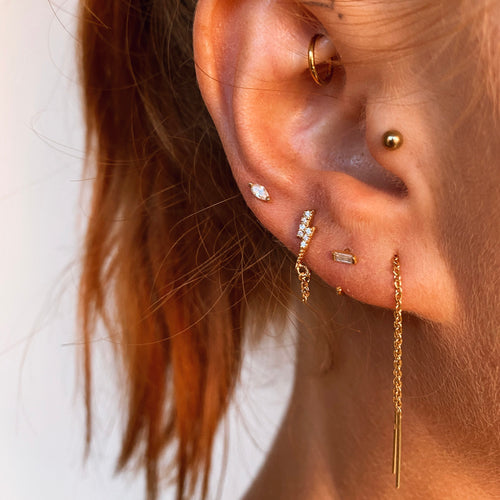Pave Lightning Chain Stud Earrings