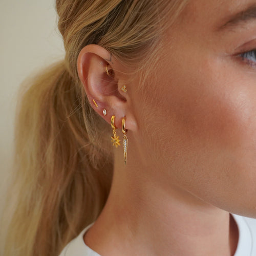 Pave Dagger Huggies Earrings